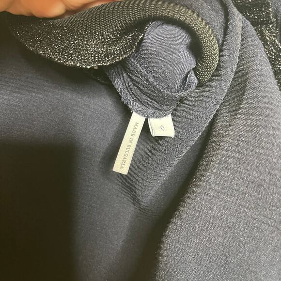 Sandro Navy Mini Dress with Black Frills short sleeve sz 0 - Picture 5 of 6